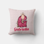 Coussin Grenouille rose et verte Monogramme G de l'enfant (Recto)