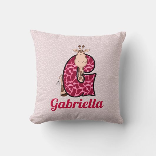 Coussin Grenouille rose et verte Monogramme G de l'enfant (Recto)