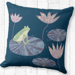 Coussin Grenouille sur un étang Lily