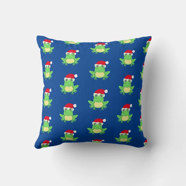 Coussin Grenouille verte Santa Hat Cartoon Motif Novelté b (Verso)