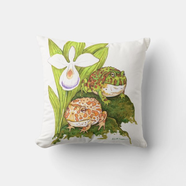 Coussin Grenouilles Cornues Ornées (Recto)