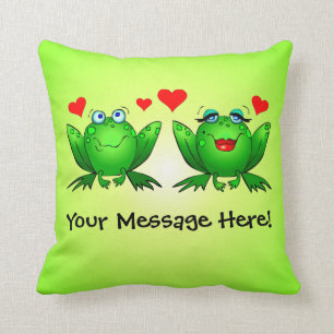 Coussin Grenouilles de dessin animé heureuses aiment les c