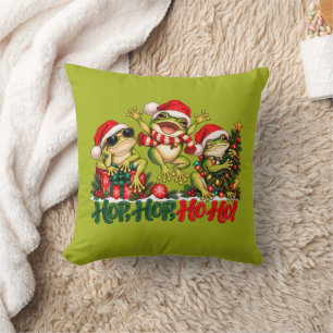 Coussin Grenouilles drôles de Noël Chapeaux de Père Noël