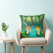 Coussin Grenouilles en caricature assis près d'un étang da (Chaise)