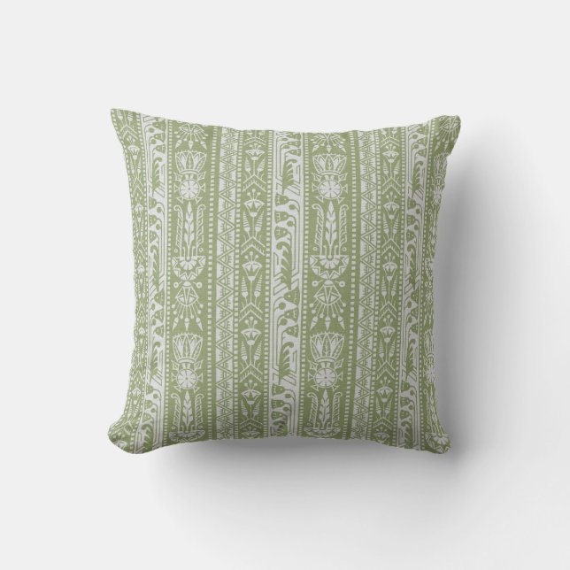 Coussin Grèves de renouveau égyptienne, vert roseau (Recto)