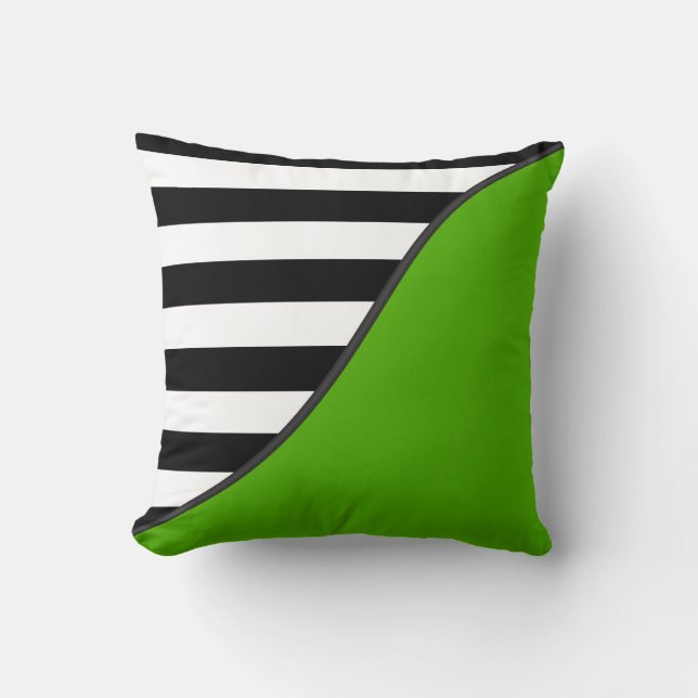 Coussin Grèves vertes et noires et blanches de la chaux (Recto)