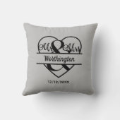 Coussin Grey Black M. et Mme Heart Mariage Don (Verso)