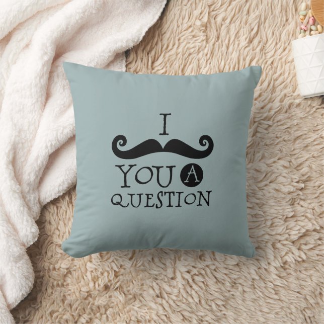 Coussin Grey Blue Mustache You A Question Fête des pères (Couverture)