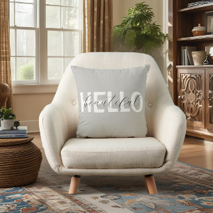 Coussin Grey "Hello Beautiful" Personnalisé