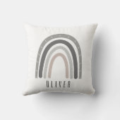 Coussin Grey/Neutral Boho Rainbow Monogram Pillow  (Verso)