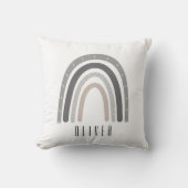 Coussin Grey/Neutral Boho Rainbow Monogram Pillow  (Recto)