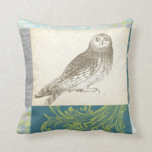Coussin Grey Owl sur Arrière - plan Motif