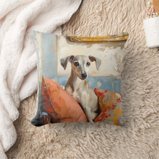 Coussin Greyhound sur un canapé (Couverture)