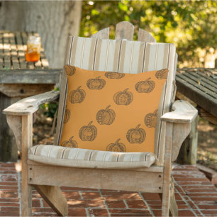 Coussin gribouillages d'Halloween citrouilles bohèmes mand