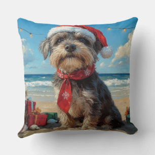 Coussin Griffon à poil dur de Korthals de Noël sur la plag