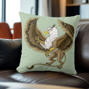 Coussin Griffon Mythique Fantastique Brun Majestueux