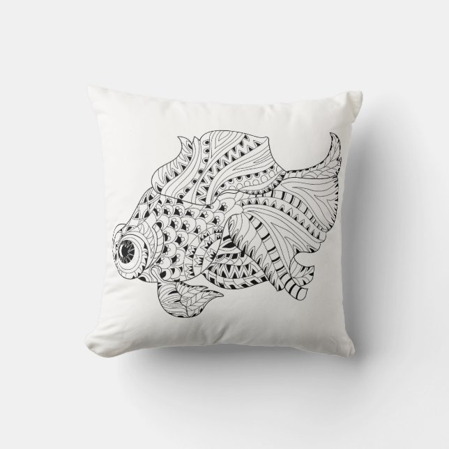 Coussin Griffonnage de poissons (Recto)