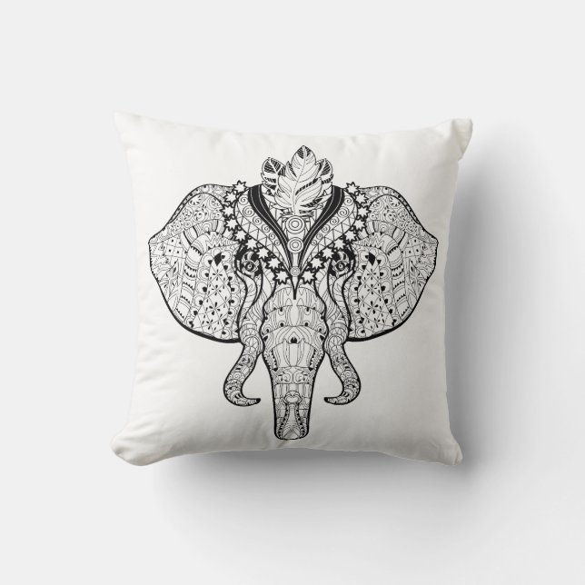 Coussin Griffonnage d'éléphant de cirque (Recto)
