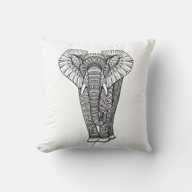 Coussin Griffonnage d'éléphant modelé par imaginaire (Recto)