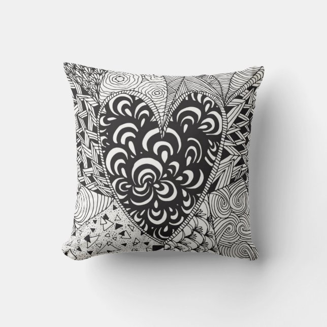 Coussin Griffonnage inspiré de coeur (Recto)