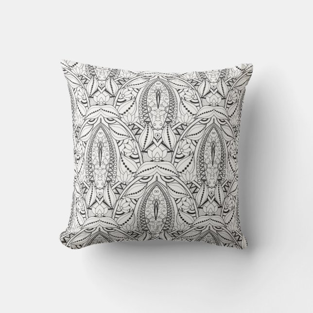 Coussin Griffonnage tribal abstrait (Recto)