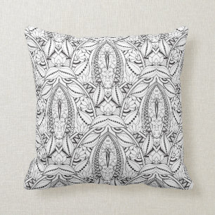 Coussin Griffonnage tribal abstrait