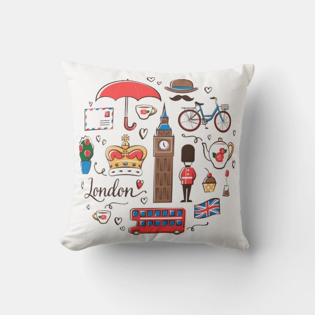 Coussin Griffonnages de Londres (Recto)