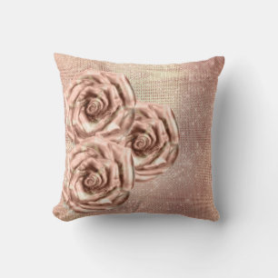 Coussin Gril rose de paillette d'en cuivre d'or de fleur