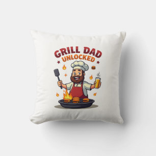 Coussin Grill Papa déverrouillé - Drôle BBQ Chef Papa Desi