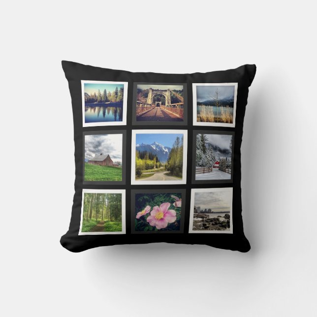 Coussin Grille blanche et grise noire de photo (Recto)