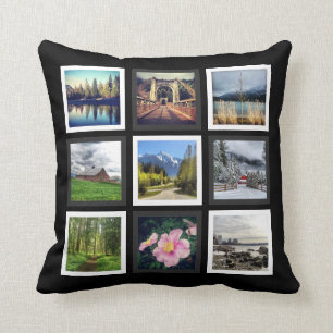 Coussin Grille blanche et grise noire de photo