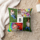 Coussin Grille Carré moderne Monogramme Simple 4 Photo Col (Couverture)