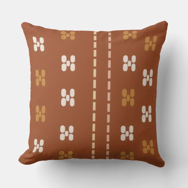 Coussin Grille de couleur terracotta (Recto)
