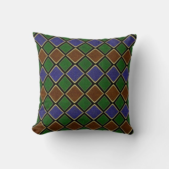 Coussin Grille Diamant Arlequin : Harmonie Texturée (Recto)