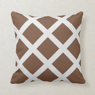 Coussin Grilles croisées Brown et blanches modernes