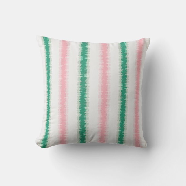 Coussin Grilles ikat vert rose moderne texturé rose patten (Recto)