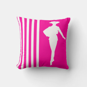 Coussin Grilles rose moderne avec Silhouette de mode