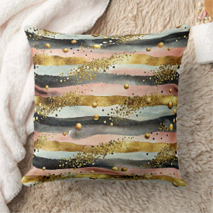 Coussin Grilles roses et noires ondulées avec Parties scin