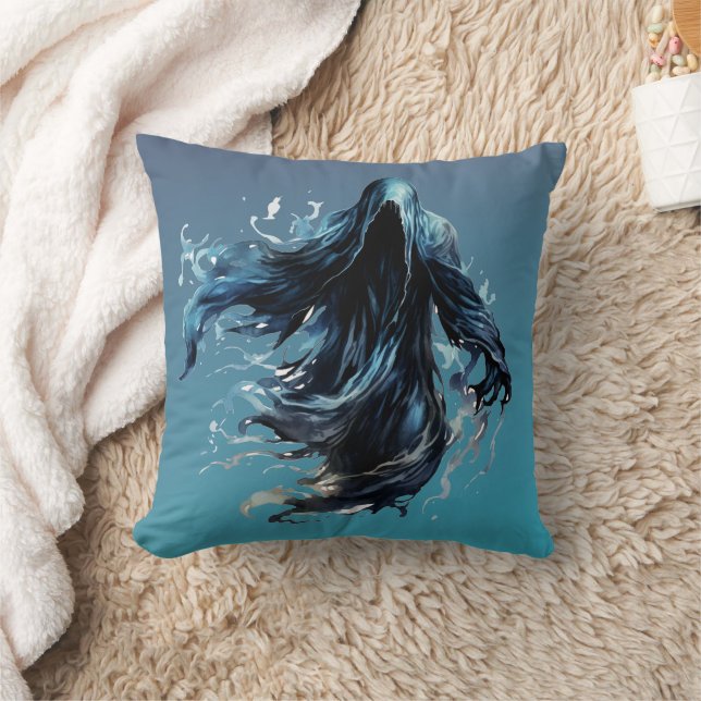 Coussin Grim Reaper Halloween bleu et noir Déplaisant (Couverture)