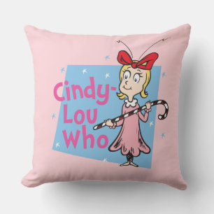 Coussin Grinch Cindy-Lou Who - Canne de bonbon