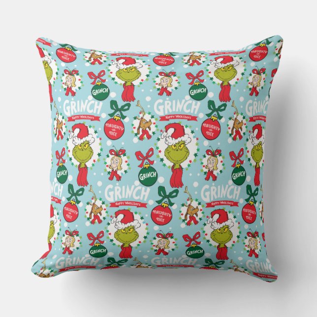 Coussin Grinch | Motif Joyeuses Fêtes (Recto)