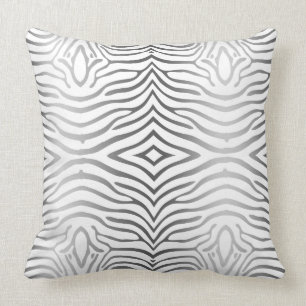 Coussin Gris Argent Et Blancs Zèbre