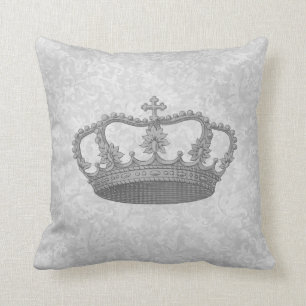 Coussin Gris argenté Backgrond de couronne vintage