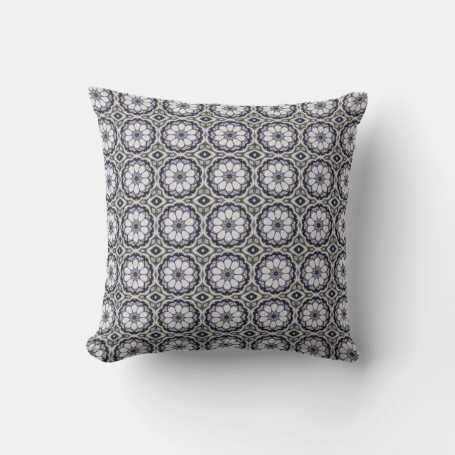 Coussin Gris argenté et fleurs de Lilac (Recto)