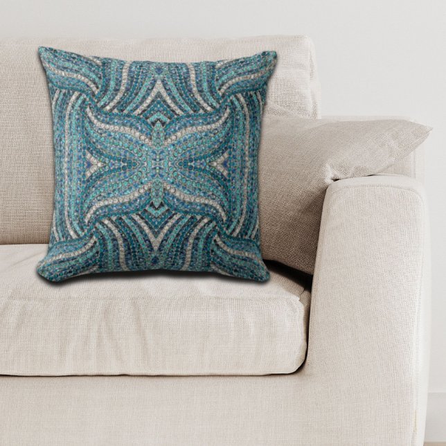 Coussin gris argenté turquoise turquoise bleu bohème (grey silver turquoise teal blue bohemian throw pillow)