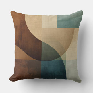 Coussin Gris Beige Bleu Vert Abstrait Colorblock Gras