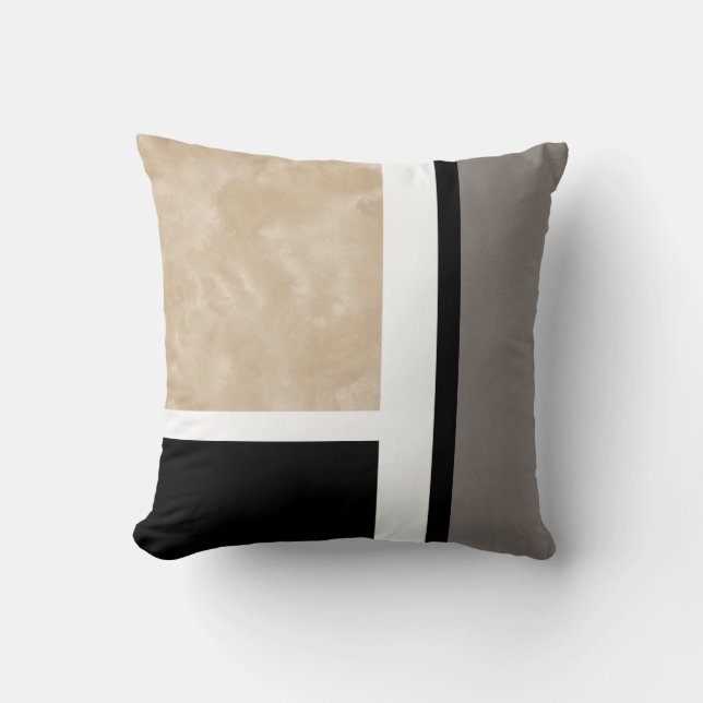Coussin Gris beige Noir et blanc Moderne (Recto)