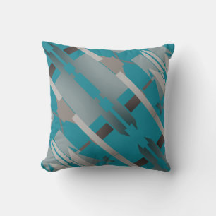 Coussin Gris Beige Turquoise Sud-Ouest Look Slanted Mosaïq