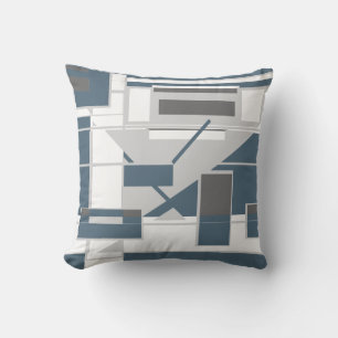 Coussin Gris blanc Ardoise Bleu Formes géométriques Abstra