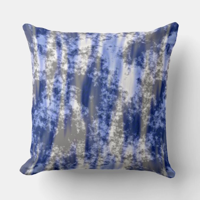 Coussin gris, blanc et bleu abstrait (Recto)